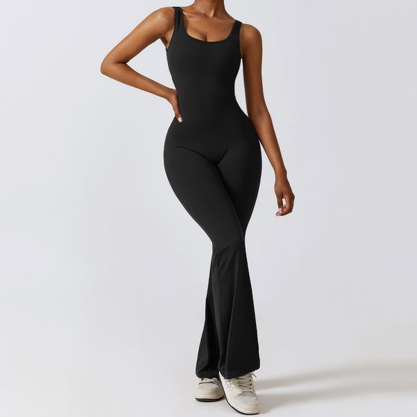 Gym Women 2PCS Outfits Running Workout Set Sports Jumpsuit Fitness Rompers Stretch Female Flared Pants Yoga Tracksuits_desvips.com