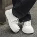 Stylish Fashion Versatile Men Business Minimalist Lace Up Leather Round Toe Flat Thick Sole Comfortable Rock Gothic Punk_desvips.com