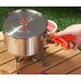 Outdoor 304 stainless steel camping cookware three piece soup pot kettle set foldable frying pan_desvips.com
