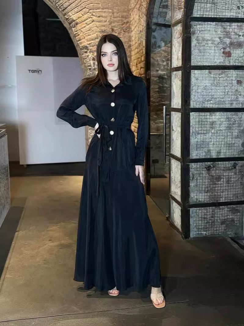 Women's Clothing tie waist shirt temperament elegant skirt suit_desvips.com
