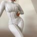 European and American new women's fashion high collar tight high waist casual solid color sports jumpsuit for women_desvips.com