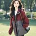 Casual Patchwork Hooded Jacket For Women, Spring And Autumn 2025 New Loose Plus Size Fashionable Outerwear_desvips.com