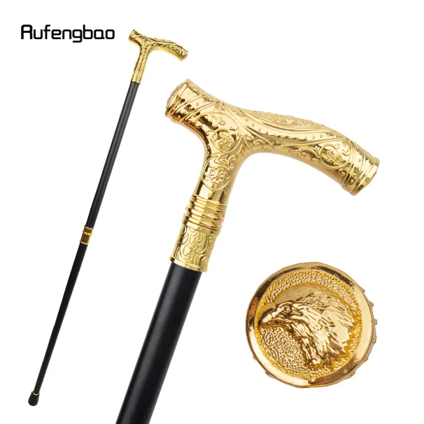 Golden Eagle Head Flower Walking Cane Fashion Walking Stick Gentleman Crosier Knob Walking Stick 93cm Performance Stage Cane_desvips.com