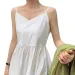 Korean Chic Summer New French Style Elegant High Waist Slimming Solid Color Strap V-neck Women Long Dress_desvips.com