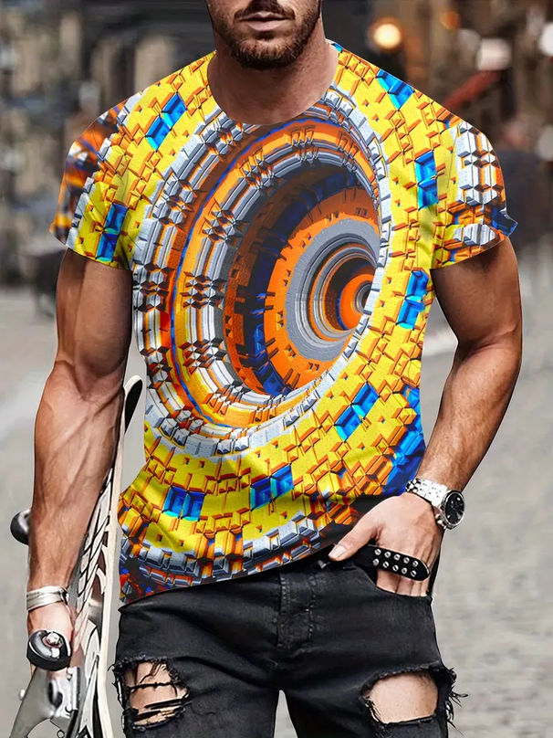 Visual Illusion 3D Print T Shirt Mens Designer Clothes Summer Women Casual Street Short Sleeve Tops Funny Oversized Kids_desvips.com