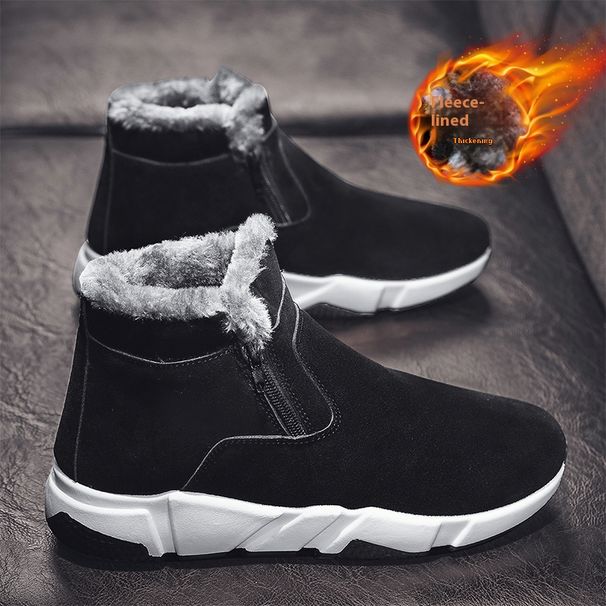 Northeast -40 Degrees Celsius Cotton Men's Winter Thick Snow Boots With Added Fleece, One Foot Leather Surface Warm_desvips.com