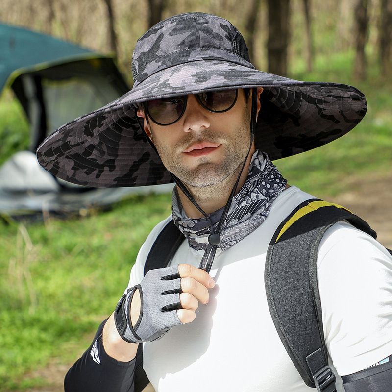 16CM Wide Brim Fishing Hat - UPF 50+ Sun Protection With Camo Design & Mesh Ventilation For Men & Women_desvips.com