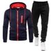 New Cardigan Zipper Hoodie Set Digital Casual Sports Solid Color Men's Sweatpants_desvips.com
