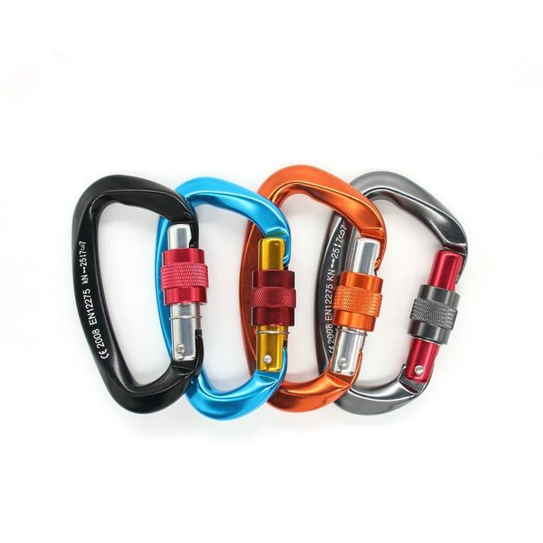 CP Master D-shaped Aluminum Hook Carabiner Screw Climbing Hanging Camping Equipment Hammock Lock 25kN_desvips.com