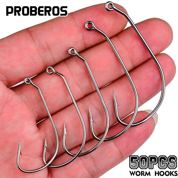 Barbed Soft Worm Single High Carbon Steel Bulk Hooks Wide Belly Crank Hook Sea Fishing Supplies_desvips.com