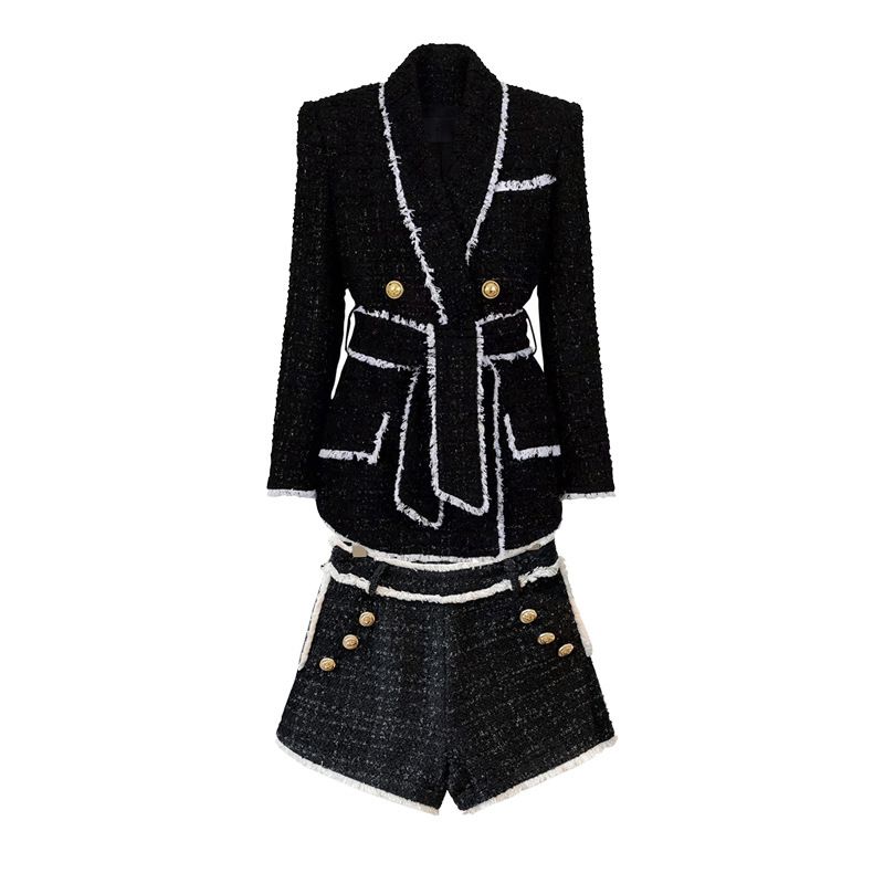 Women's Clothing tweed waist slimming foreign trade supply women's suit shorts suit in stock_desvips.com