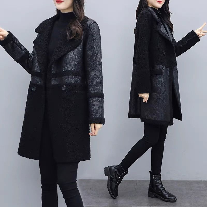 women's lapel fur fce double sided short jacket fur collar reversible fce short jacket for women winter fashion outerwear_desvips.com