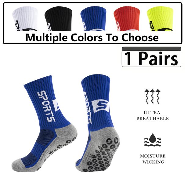Men's Cushioned Football Socks - Moisture Wicking, Anti-Slip, Durable Sports Socks With Massage Dots For Soccer & Athletic Performance_desvips.com
