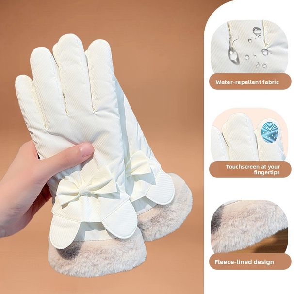 Winter Ski Touchscreen Student Women Thickened Cotton Down Cycling Cold-Proof Cute Windproof Fleece-Lined Warm Gloves_desvips.com
