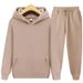 001 New Solid Color Spring And Autumn Hooded Pullover Sports Tracksuit Fleece Men's Sweatshirt Set_desvips.com