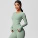 Nude Feel Brushed Yoga Wear Quick Drying Sports Base Layer Long Sleeved Top for Casual Outdoor Running Fitness Tight Fitting_desvips.com