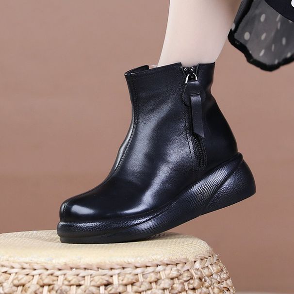 Snow Women's Leather 2024 Winter New Item, Thickened Shoes For External Wear, Soft Sole, Anti Slip And Plush Warm Cotton_desvips.com