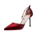 Soled Ddmywed Red High Heeled Shoes Sexy Satin One Line Buckle Pointed Rhinestone Spring Slim Heel Dress Women S Singles_desvips.com