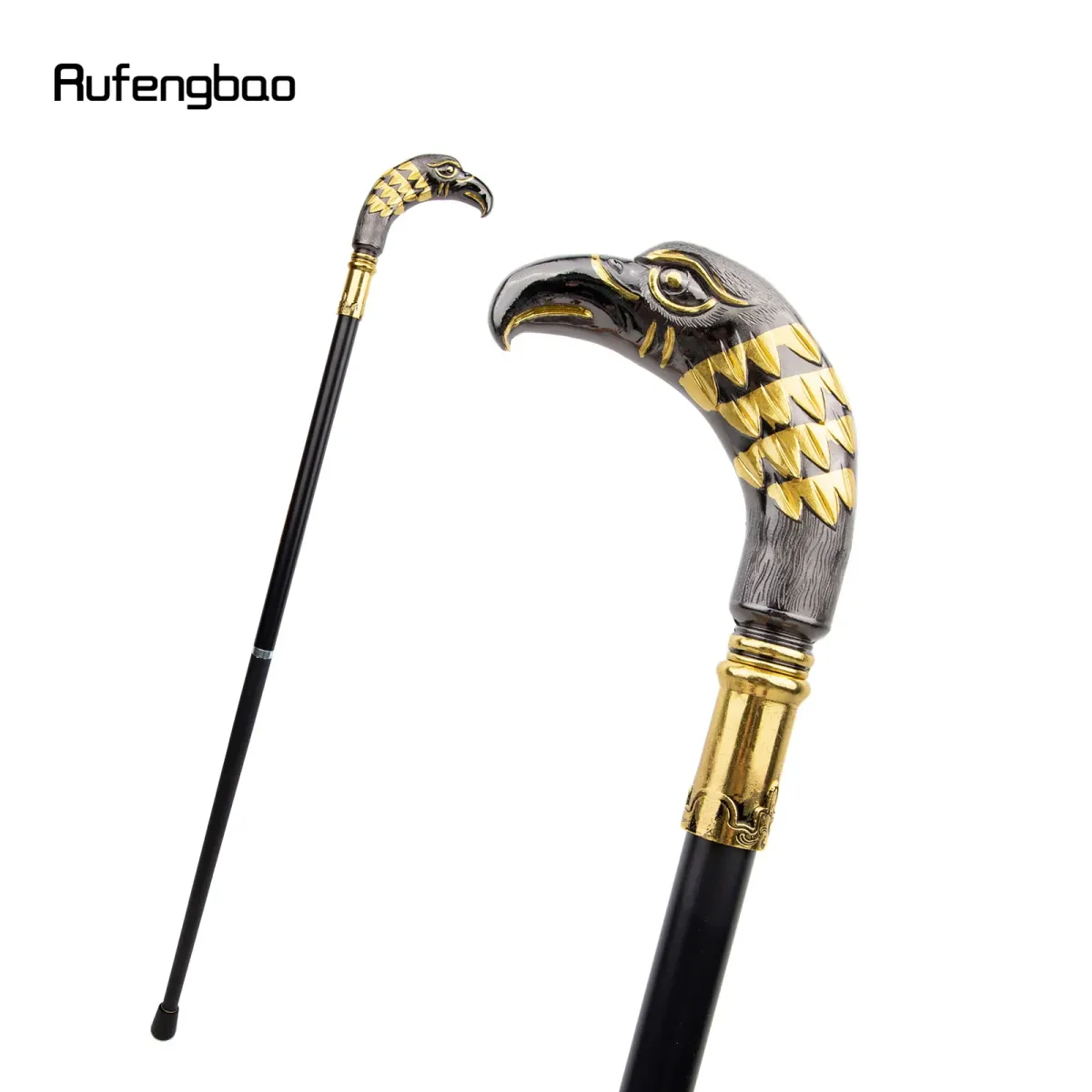 Golden Black Long Head Eagle Luxury Walking Stick Party Fashion Decorative Cospaly Cane Knob Crosier 90cm Performance Stage Cane_desvips.com