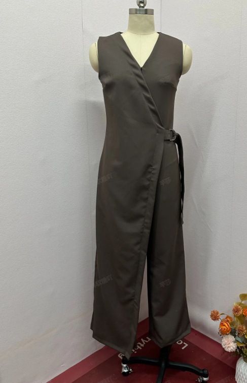 Women's Clothing Summer New Fashion Layered Solid Color Wide leg Jumpsuit Women's Clothing_desvips.com