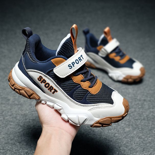 Classic Popular Fashionable Woven Children's With Breathable Double Mesh Autumn Leather Surface Winter Style Shoes_desvips.com