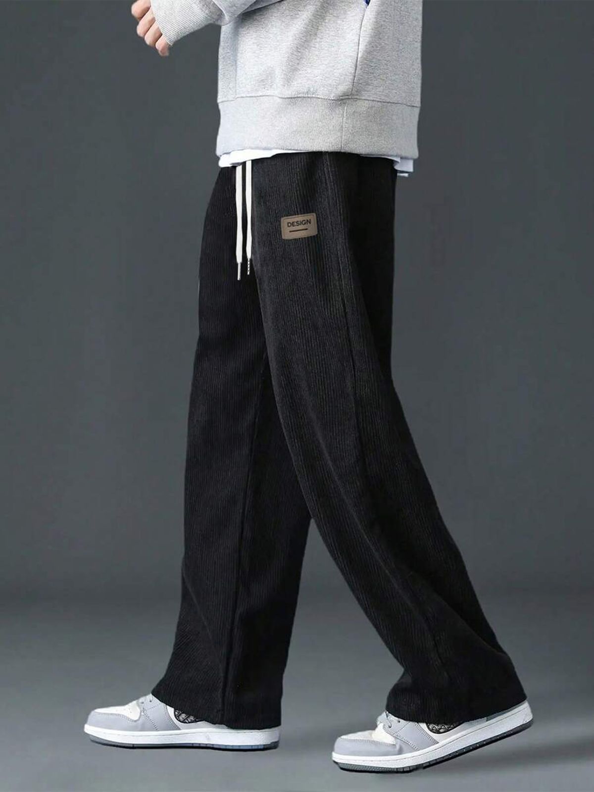 Men's Spring Autumn Corduroy Sweatpants Drawstring Straight Loose Track Pants Casual Thermal Trousers For Daily Wear_desvips.com