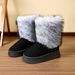 2025 New Thick-soled Long-haired Cotton Slippers Keep Warm In Autumn And Winter, And Wear Medium Snow Boots For Women_desvips.com