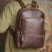 NASVA Genuine Leather Vintage Men's Backpack Laptop Schoolbag Outdoor Camping Office Commuter Bag_desvips.com
