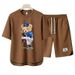Men's Clothing 2024 Waffle Casual Summer Suit Men's Loose Teen Short sleeved T shirt Shorts Handsome Two piece Suit_desvips.com