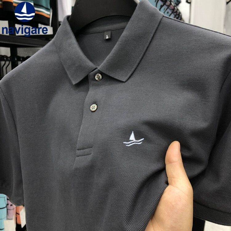 navigare Italian Sailboat Short Polo Shirt 100% Cotton Summer New Solid Color Half Sleeve T-Shirt For Men_desvips.com