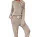 2024 Autumn Winter New Two-Piece Homewear European American Casual Sleeve T-Shirt And Long Pants Set For Women_desvips.com