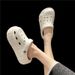 Women's 6CM Platform Hole Shoes - Korean Style EVA Garden Shoes (White Closed-Toe Sandals Summer Beach Wear Non-Slip & Comfortable)_desvips.com