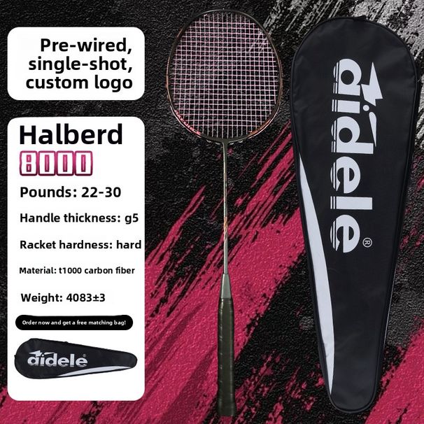 Hot Model 80 Feather High Pounds Violent Attack Thunder Single Carbon Fiber Professional Competition Training Racquet_desvips.com