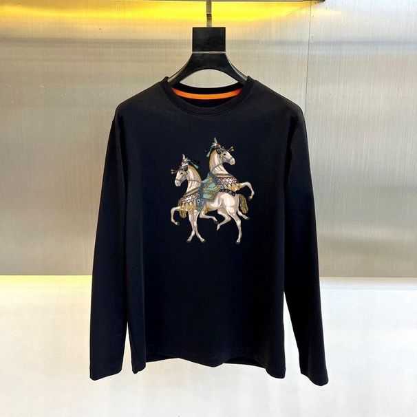 New Printed Casual Knight Shirt Men's Round Neck Long Sleeve European Style T-Shirt Base Fashion Spring Autumn Season_desvips.com