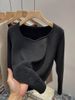Women's Fleece-Lined Knit Sweater Thermal V-Neck Base Layer Winter Warm Turtleneck Pullover Soft Comfy Casual Slim Fit Long Sleeve Top_desvips.com