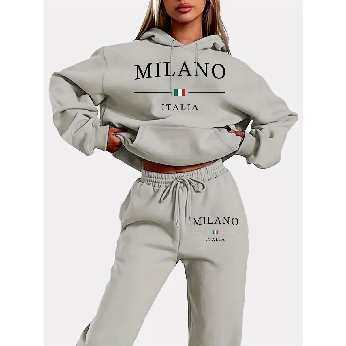 Plus Size Women's Hoodie Set, Graphic Print Loungewear, Relaxed Fit Two-Piece Outfit_desvips.com