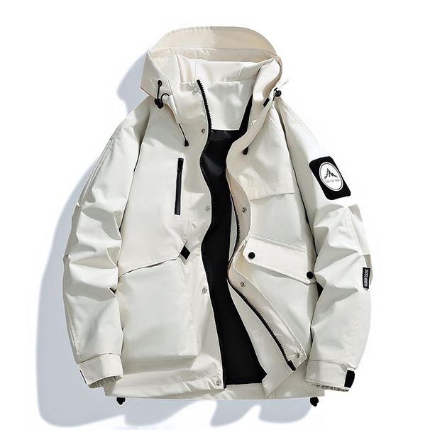 Casual Hooded Jacket Men's Workwear Windbreaker Coat Spring Autumn American Color Block Youth Stylish Leisure Shirt Male_desvips.com