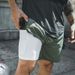 Double Layer Sports Running Fitness Quick Dry American Casual Fashion Solid Color Basketball Five-Point Shorts Men's_desvips.com