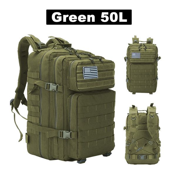 50L Tactical Backpack Men's Travel Large Capacity Rucksacks Men Waterproof Outdoor Sports Multi-functional Bags_desvips.com
