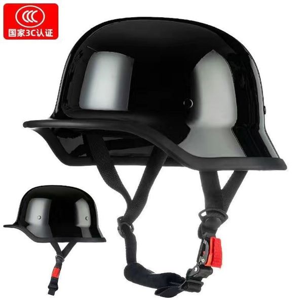 Cross-border German-style Soldier Vintage Motorcycle Half Nationally Certified Scoop Helmet, All-season Manufacturer_desvips.com
