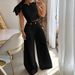 Women's Fashion Solid Color Single Room Petal Sleeve High Waist Temperament Pants Suit For Women_desvips.com