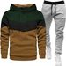 New Men's Three-Color Sweatshirt Sports Fashion Casual Spring Autumn Patchwork Hooded Top And Long Pants Two-Piece Set_desvips.com
