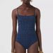 Geometric Print Blue New Single Shoulder Sexy Triangle Trendy One-Piece Swimsuit_desvips.com