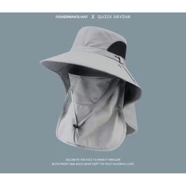 Men's Summer Sun Outdoor Fishing Full Face Veil UV Protection Shawl Hat_desvips.com