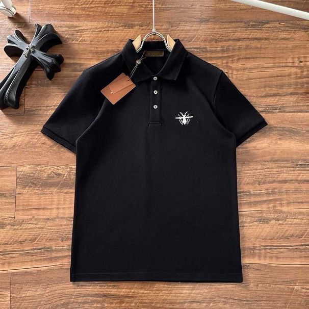 Summer Men's New Polo Little Bee Business T-Shirt Casual Turn-Down Collar Plus Size Embroidered Short Sleeve_desvips.com