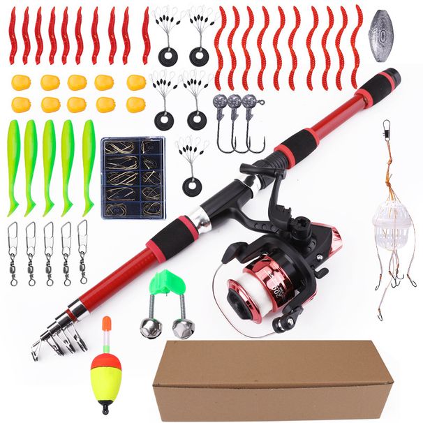Sea Rod 55-Piece 1.8m Telescopic Lure Portable Set Beginner Combo Soft Bait Carp Fishing_desvips.com