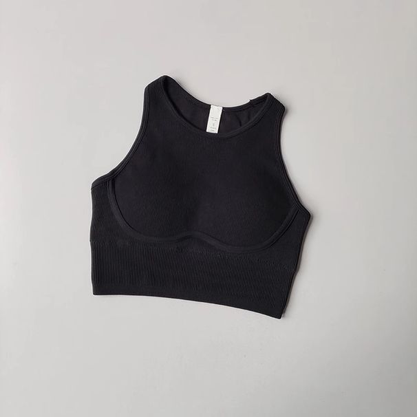 One-piece Running Fitness Sports Vest For Women, High-intensity Ribbed Hollow-out Bck, Shockproof Tight-fitting Yog_desvips.com