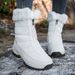 Women's Front-Zip Snow Boots With Long Plush Lining, Thickened Warm Winter Boots, Waterproof & Slip-Resistant, High-Top Cotton Boots_desvips.com