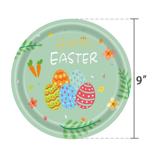 New Easter Bunny Egg Party Supplies: Plates, Banners, Paper Cups, Cutlery, Spoons, Disposable Tableware Set_desvips.com