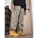 001 American Style Black Cargo For Men, Autumn Winter, Small Size, Fleece-Lined, Thickened, Waterproof, Windproof, Outdoor_desvips.com